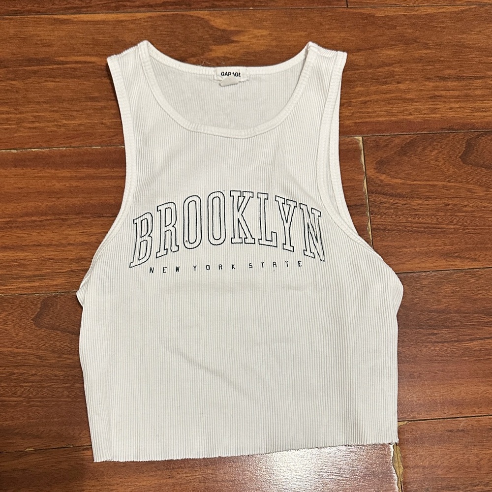 Garage Gray Crop Tank Top Sleeveless Fitted